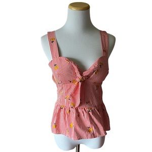 Striped cherry peplum top. Size S